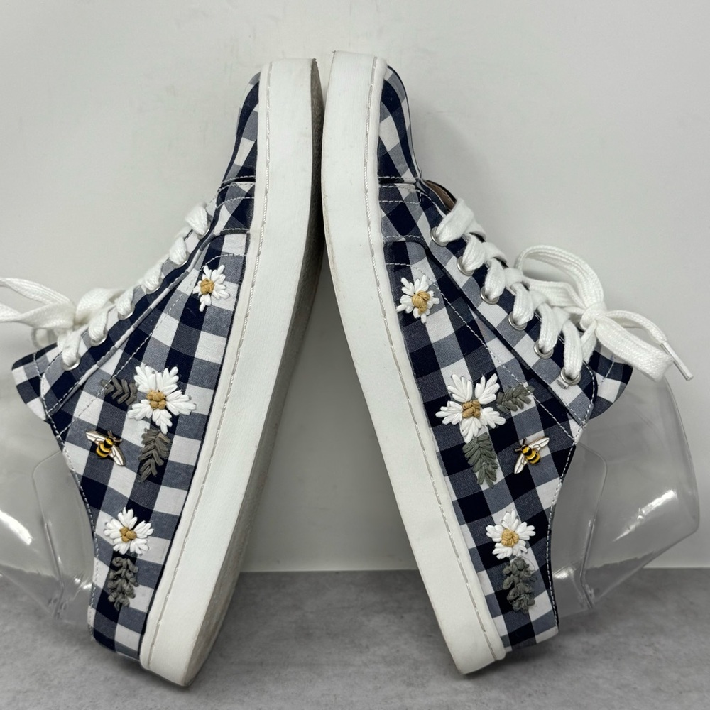 Betsey Johnson Edna Black & White Gingham Checkered Slip On Sneakers 7.5 - Picture 9 of 12
